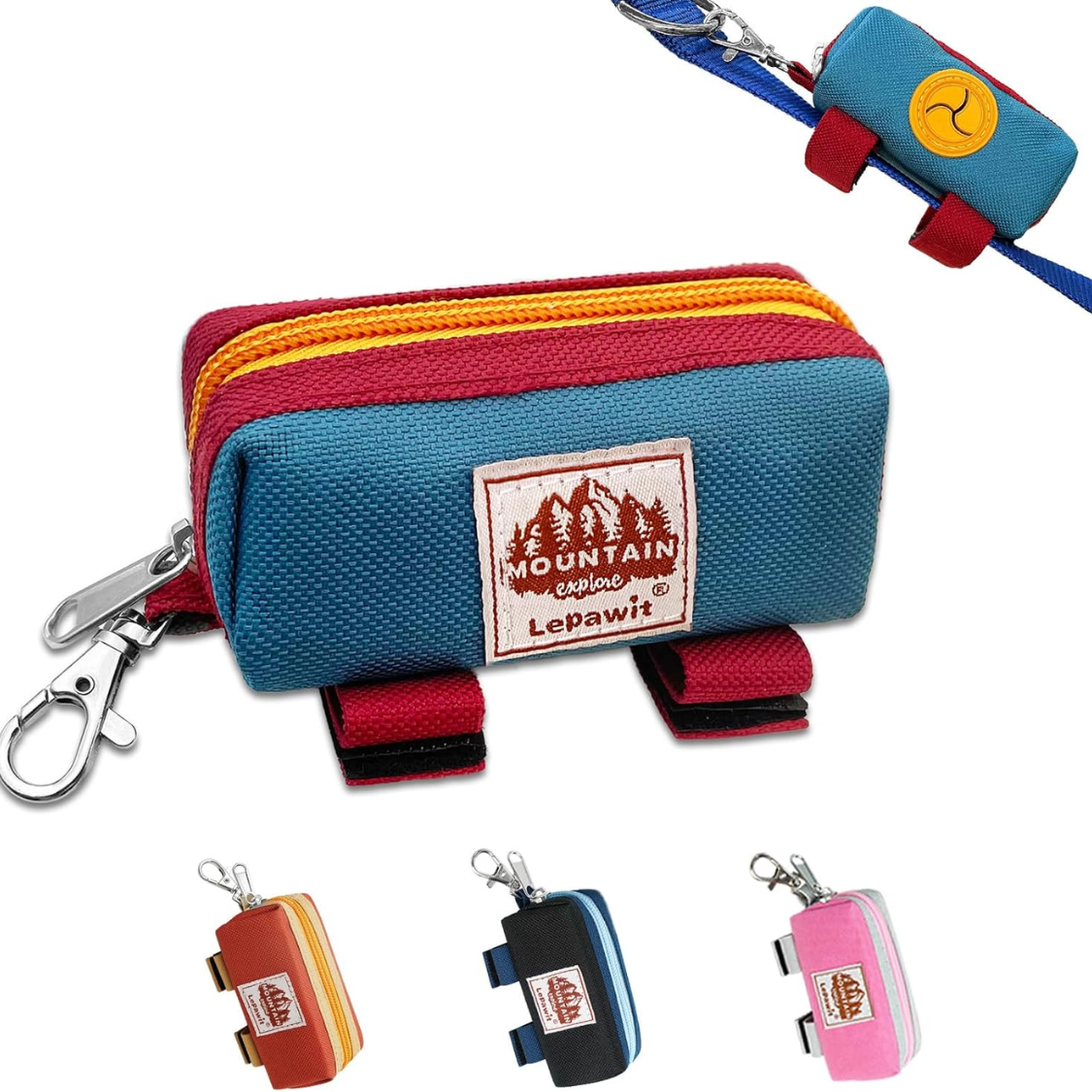 Dog Walking Poop Bag Holder with Zipper Pocket