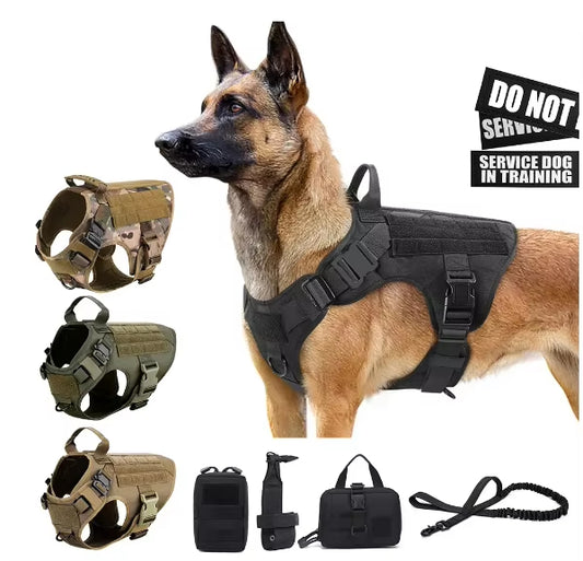 Tactical Dog Harness & Leash Set – Adjustable No-Pull Vest