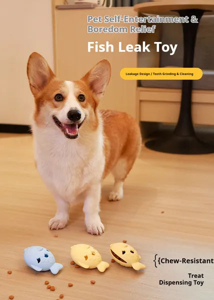 🐟 Fish-Shaped Treat Dispenser & Dental Chew Toy for Dogs