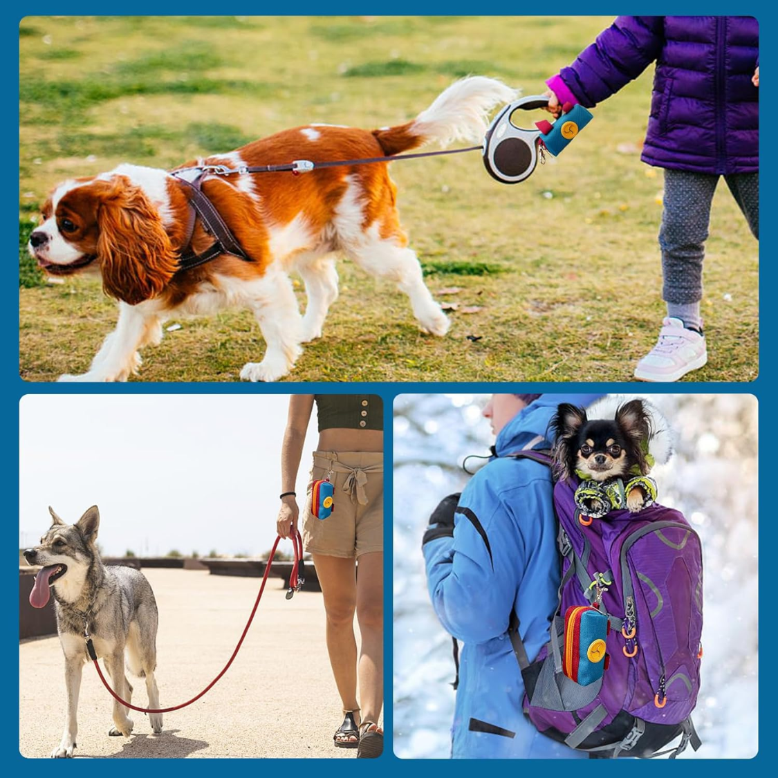 Dog Walking Poop Bag Holder with Zipper Pocket