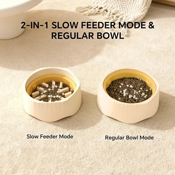 2-in-1 Cat Slow Feeder Bowl – Fast & Slow Feeding Modes