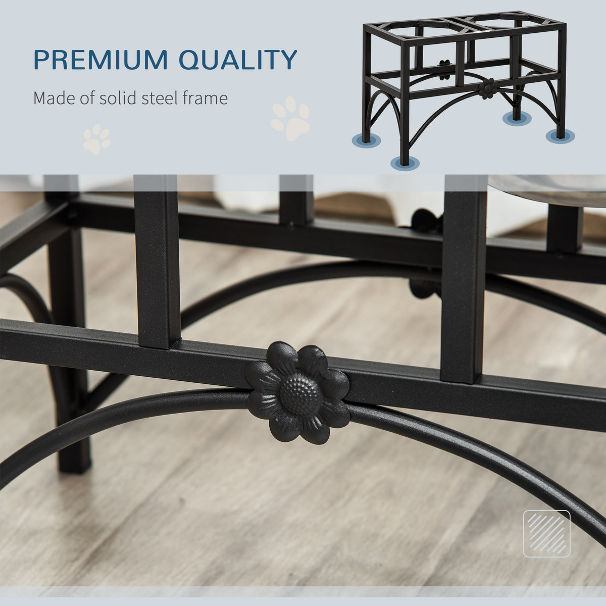 Elevated Stainless Steel Dog Feeding Station