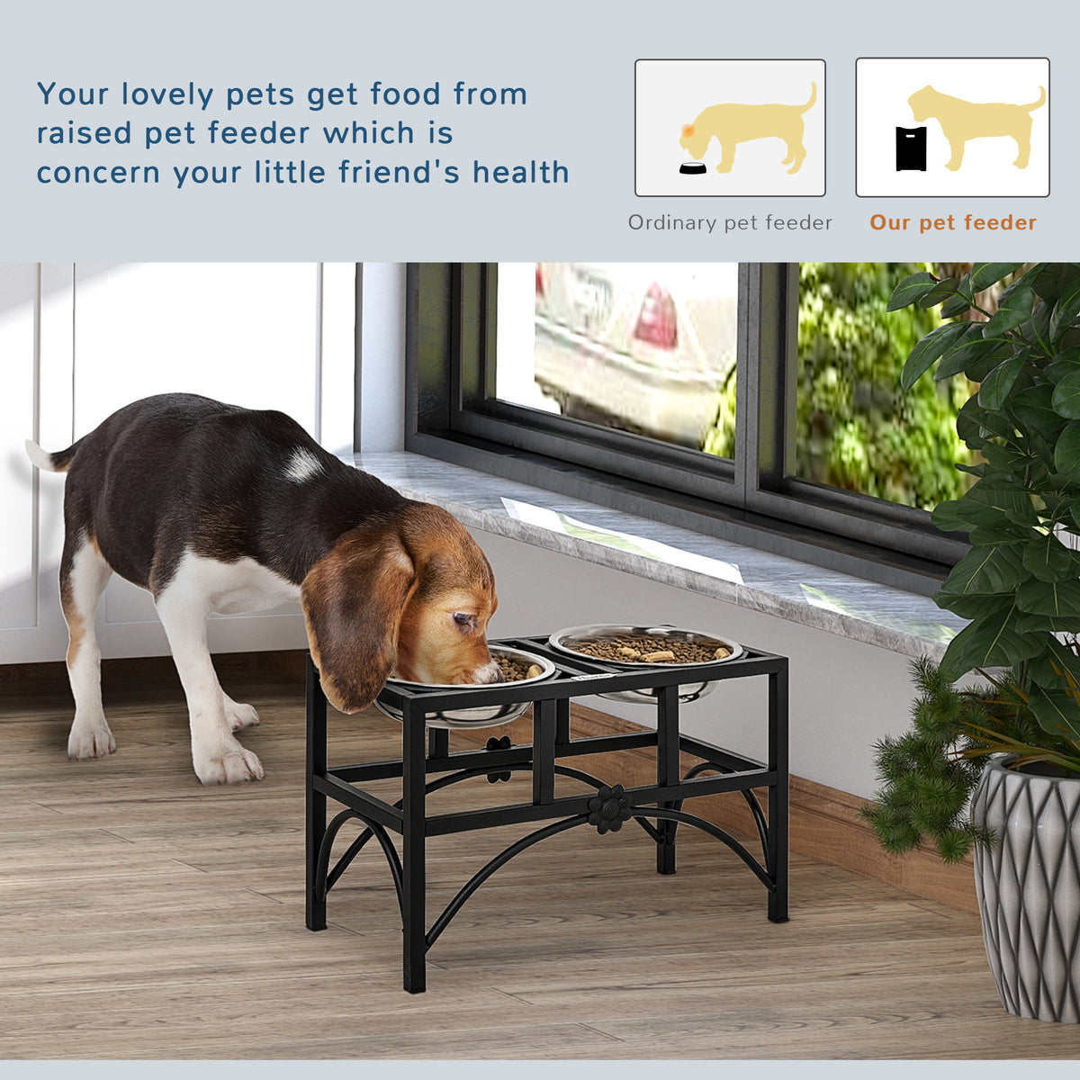 Elevated Stainless Steel Dog Feeding Station